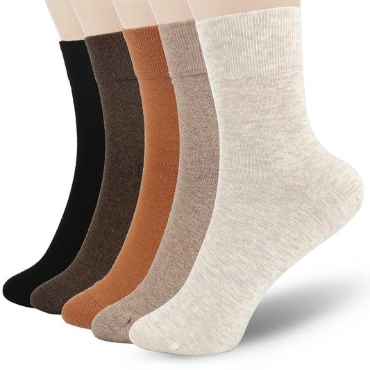 FGZ Women Thin Cotton Socks 5 Pairs，Orange and Brown (5-9) (9-11)