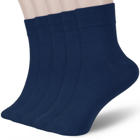 FGZ Women Thin Cotton Socks 5 Pairs，Navy Blue  (5-9) (9-11)