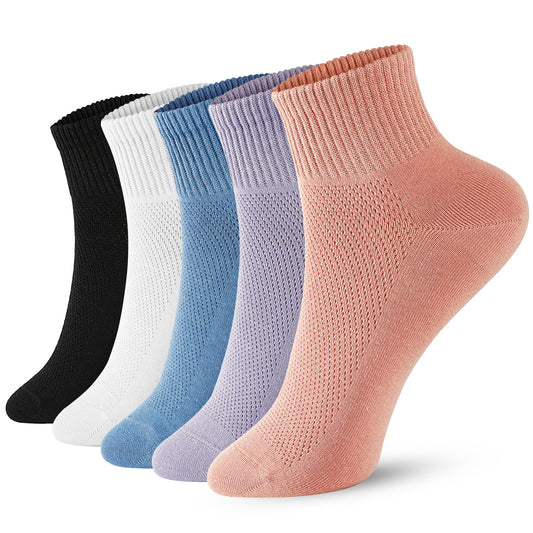 FGZ Womens Socks Thin Ankle Socks Soft Cotton Lightweight Breathable 5 Pairs(Multicolor02,5-9)