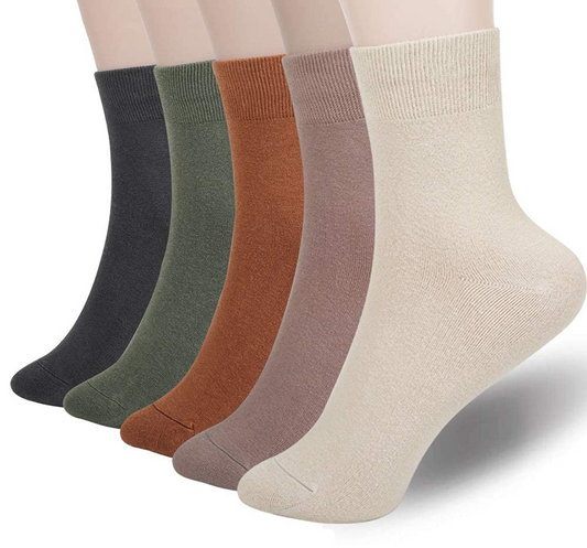 FGZ Women Thin Cotton Socks 5 Pairs，Multicolored  (5-9) (9-11)