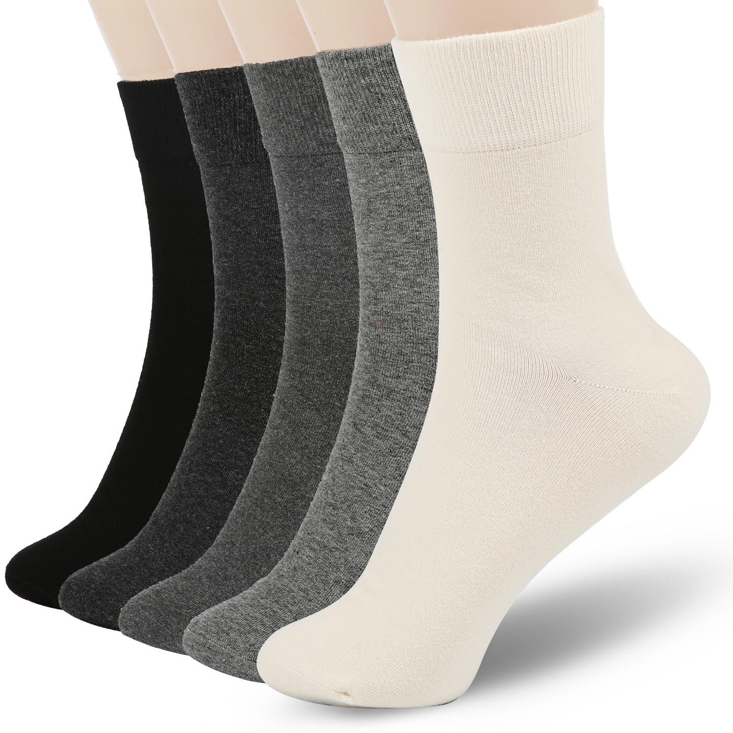 FGZ Women Thin Cotton Socks 5 Pairs，Grey-2 (5-9) (9-11)