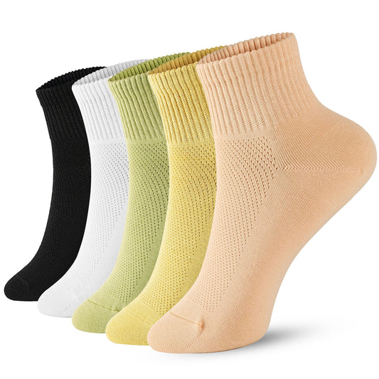 FGZ Womens Socks Thin Ankle Socks Soft Cotton Lightweight Breathable 5 Pairs(Multicolor01,5-9)